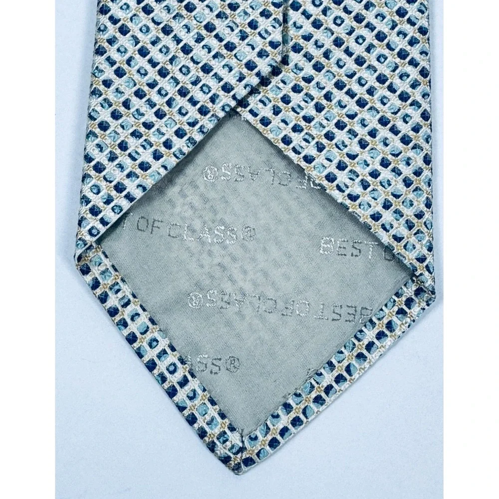 Robert Talbott Tie Blue Green Geometric Silk Necktie Classic Preppy‎ Made in USA